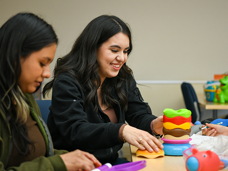 Female student in a classroom.