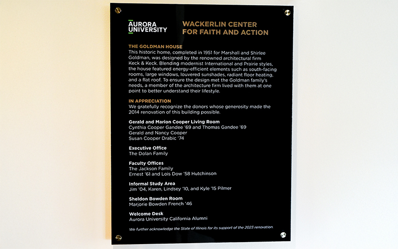 About the Wackerlin Center and Goldman House Plaque
